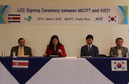 LOC Signing Ceremony between MICITT and KISTI / 2(Fri), March 2018 MICITT, Costa Rica / micitt, KISTI