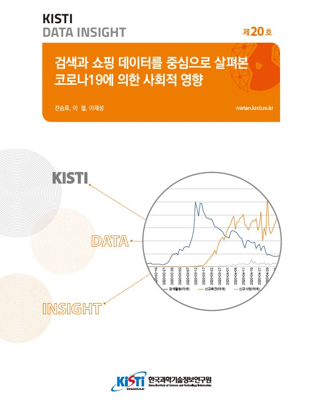 ｢검색과 쇼핑 데이터를 중심으로 살펴본 코로나19에 의한 사회적 영향｣ 보고서(DATA INSIGHT 20호)표지