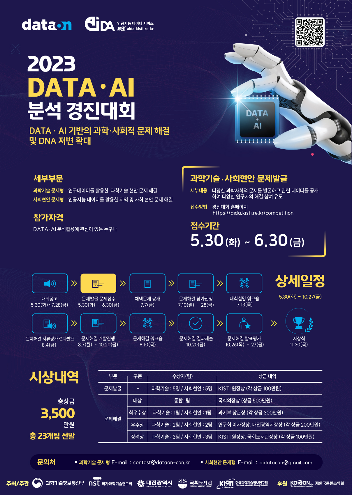 2023 DATA·AI 분석 경진대회 포스터. 자세한 내용 본문 참조.