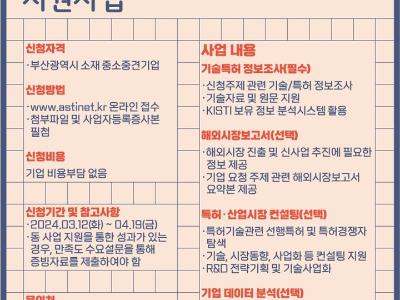 2024년 부산광역시 기업기술정보 지원사업 안내